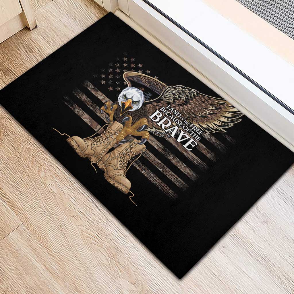 US Memorial Day Rubber Doormat Land Of The Free Patriotic American Flag Vintage