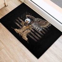US Memorial Day Rubber Doormat Land Of The Free Patriotic American Flag Vintage