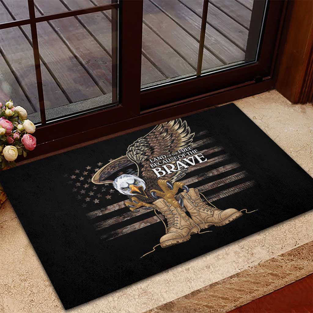 US Memorial Day Rubber Doormat Land Of The Free Patriotic American Flag Vintage