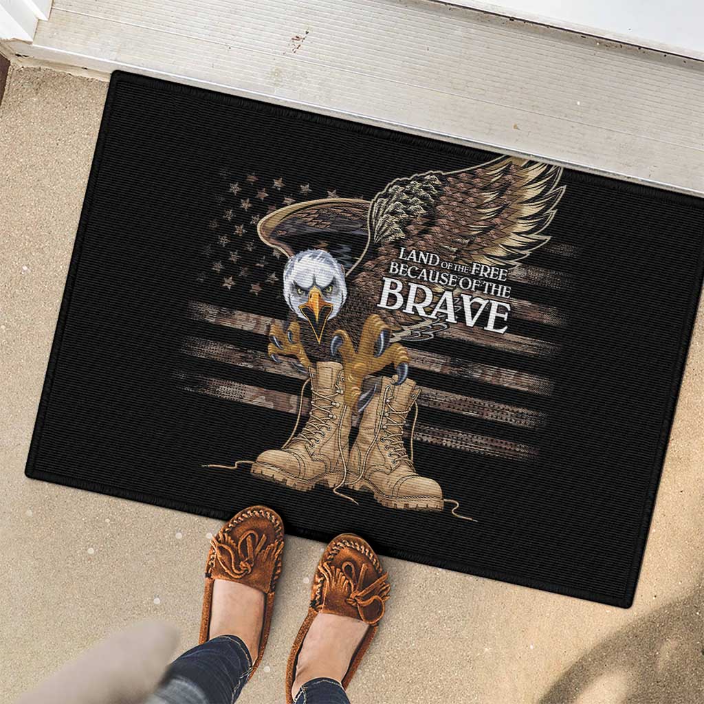 US Memorial Day Rubber Doormat Land Of The Free Patriotic American Flag Vintage