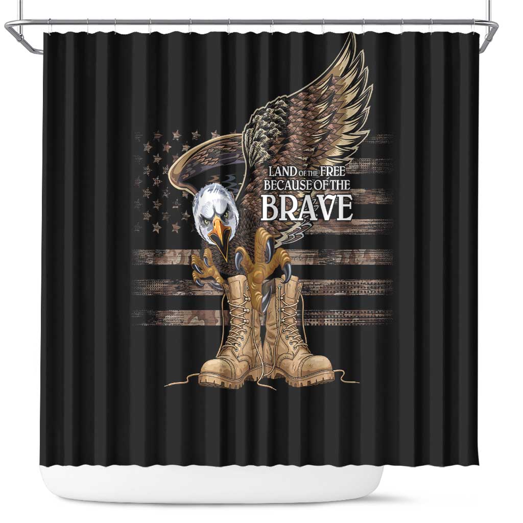 US Memorial Day Shower Curtain Land Of The Free Patriotic American Flag Vintage