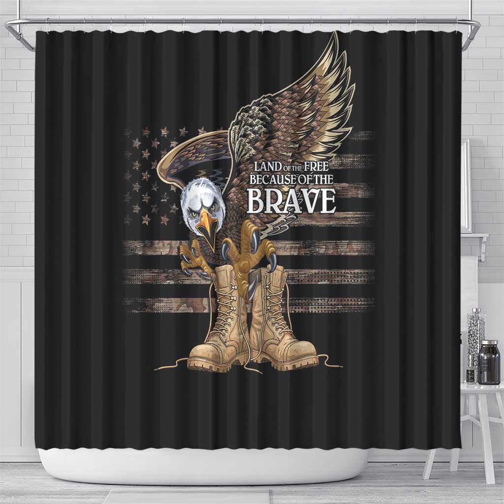US Memorial Day Shower Curtain Land Of The Free Patriotic American Flag Vintage