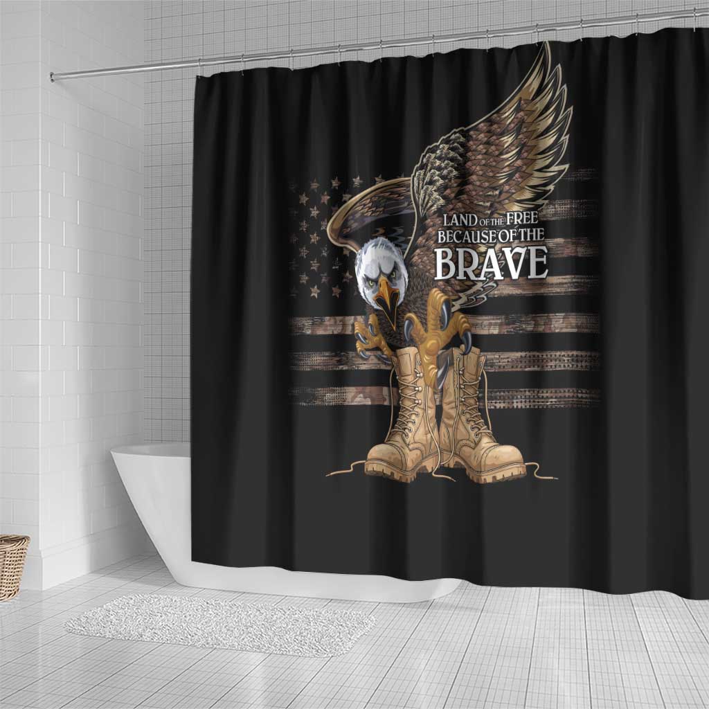 US Memorial Day Shower Curtain Land Of The Free Patriotic American Flag Vintage