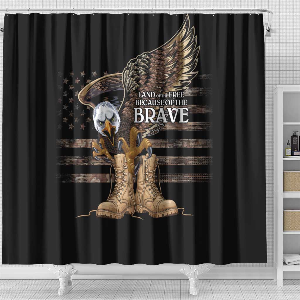 US Memorial Day Shower Curtain Land Of The Free Patriotic American Flag Vintage