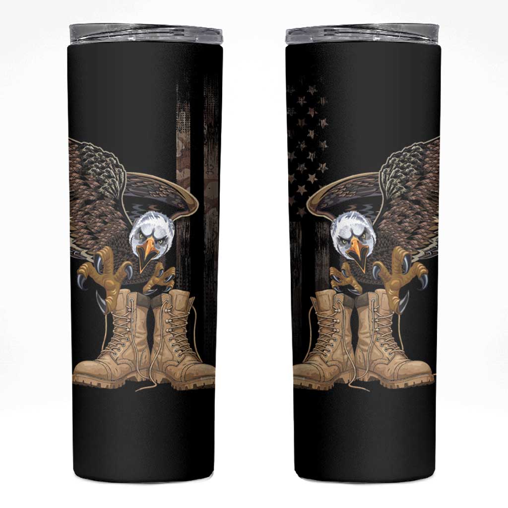 US Memorial Day Skinny Tumbler Land Of The Free Patriotic American Flag Vintage