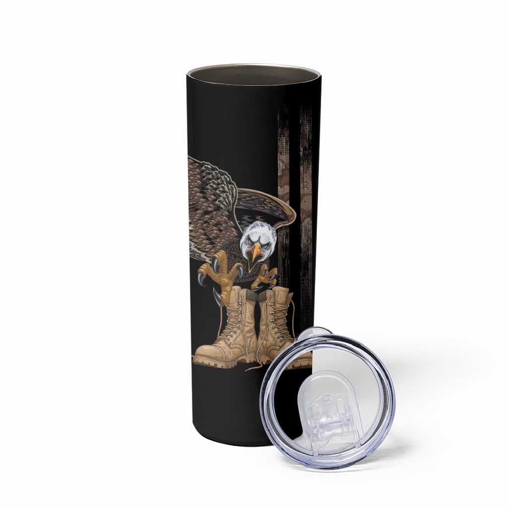 US Memorial Day Skinny Tumbler Land Of The Free Patriotic American Flag Vintage