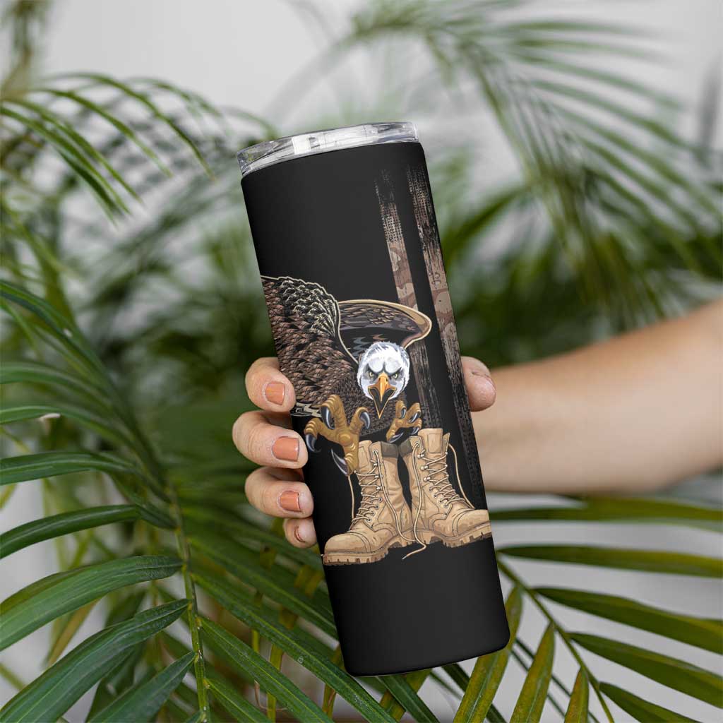 US Memorial Day Skinny Tumbler Land Of The Free Patriotic American Flag Vintage