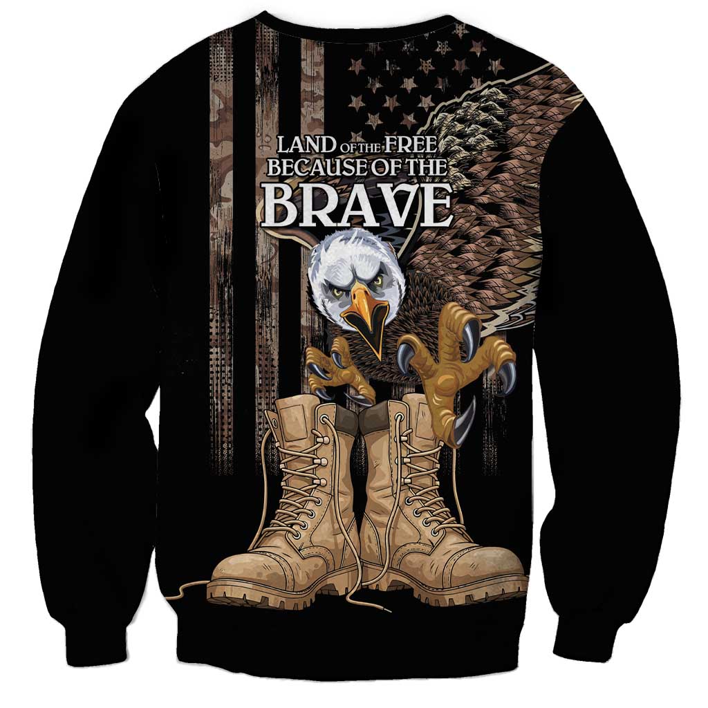 US Memorial Day Sweatshirt Land Of The Free Patriotic American Flag Vintage