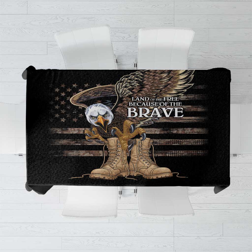 US Memorial Day Tablecloth Land Of The Free Patriotic American Flag Vintage