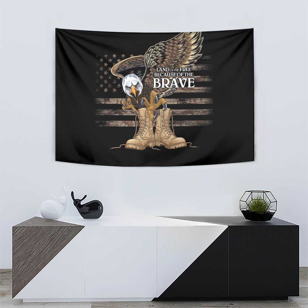 US Memorial Day Tapestry Land Of The Free Patriotic American Flag Vintage