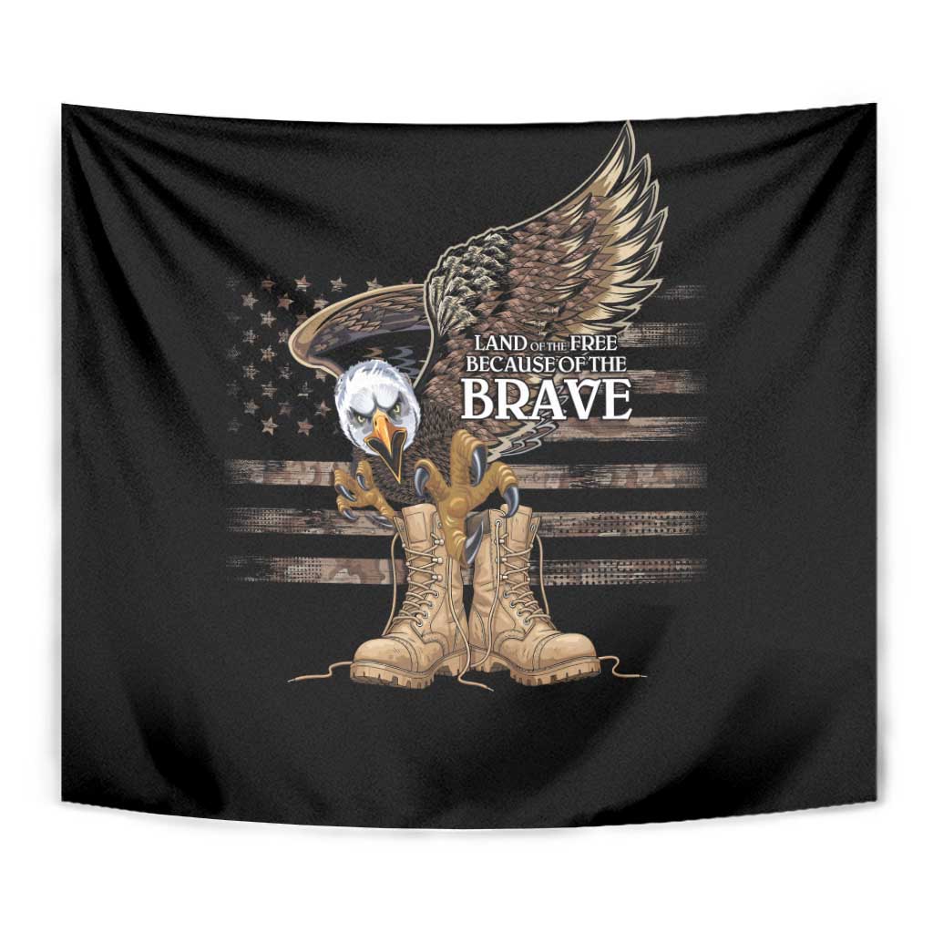 US Memorial Day Tapestry Land Of The Free Patriotic American Flag Vintage