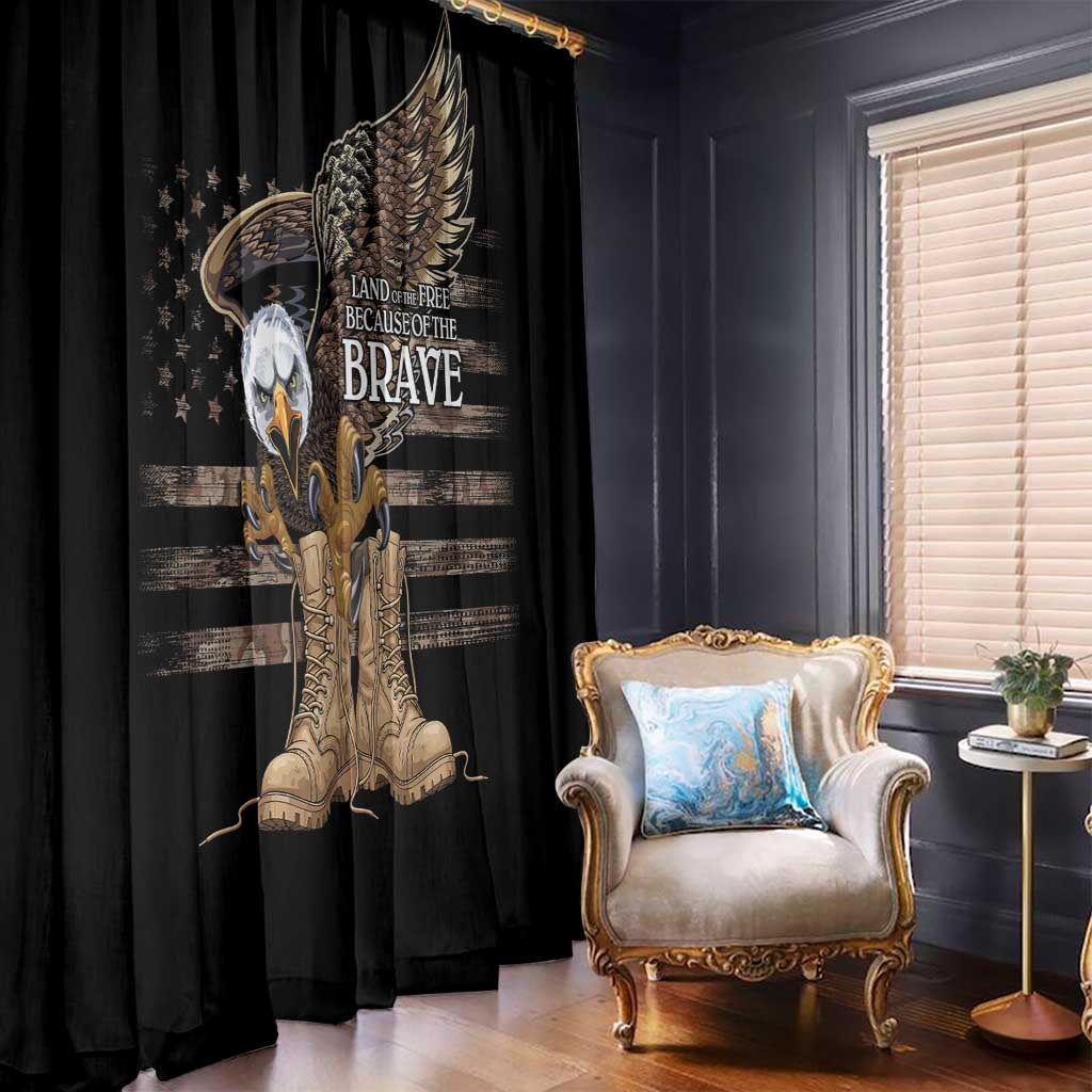 US Memorial Day Window Curtain Land Of The Free Patriotic American Flag Vintage