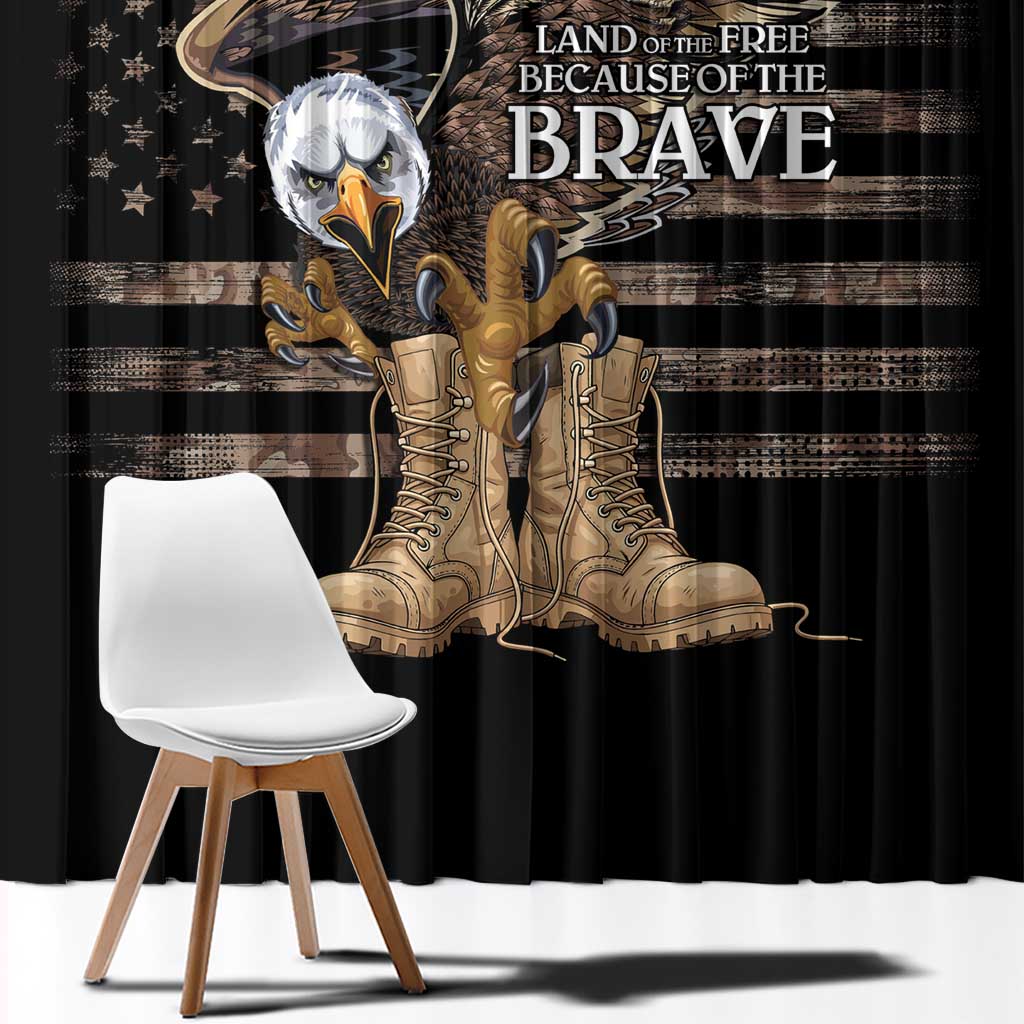 US Memorial Day Window Curtain Land Of The Free Patriotic American Flag Vintage