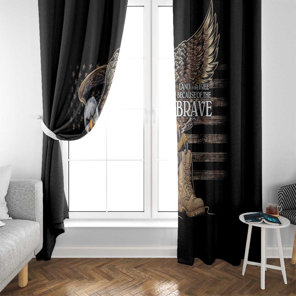US Memorial Day Window Curtain Land Of The Free Patriotic American Flag Vintage