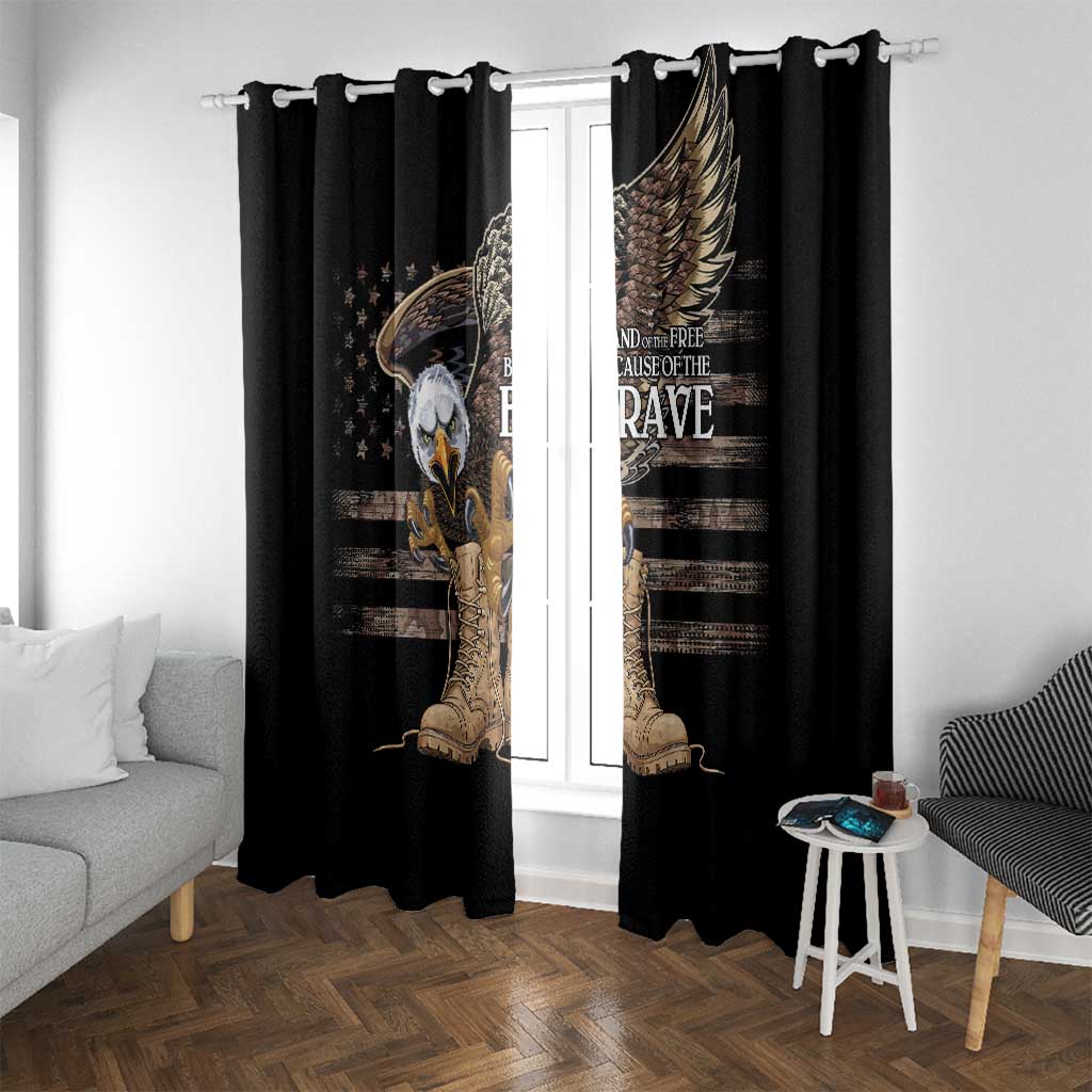US Memorial Day Window Curtain Land Of The Free Patriotic American Flag Vintage