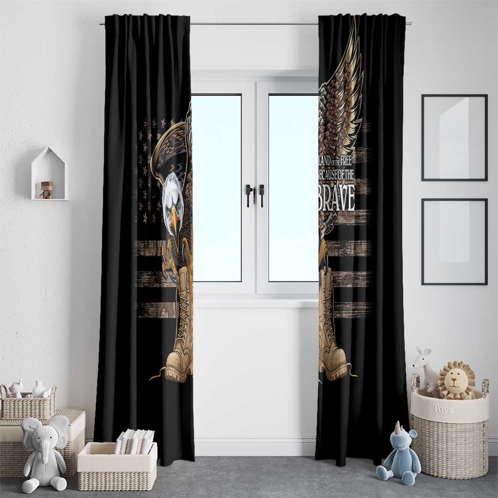 US Memorial Day Window Curtain Land Of The Free Patriotic American Flag Vintage