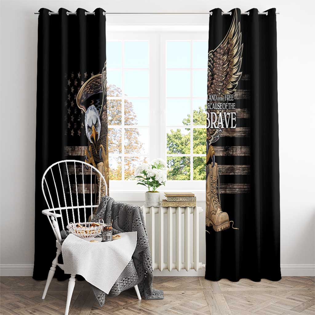US Memorial Day Window Curtain Land Of The Free Patriotic American Flag Vintage