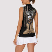 US Memorial Day Women Sleeveless Polo Shirt Land Of The Free Patriotic American Flag Vintage