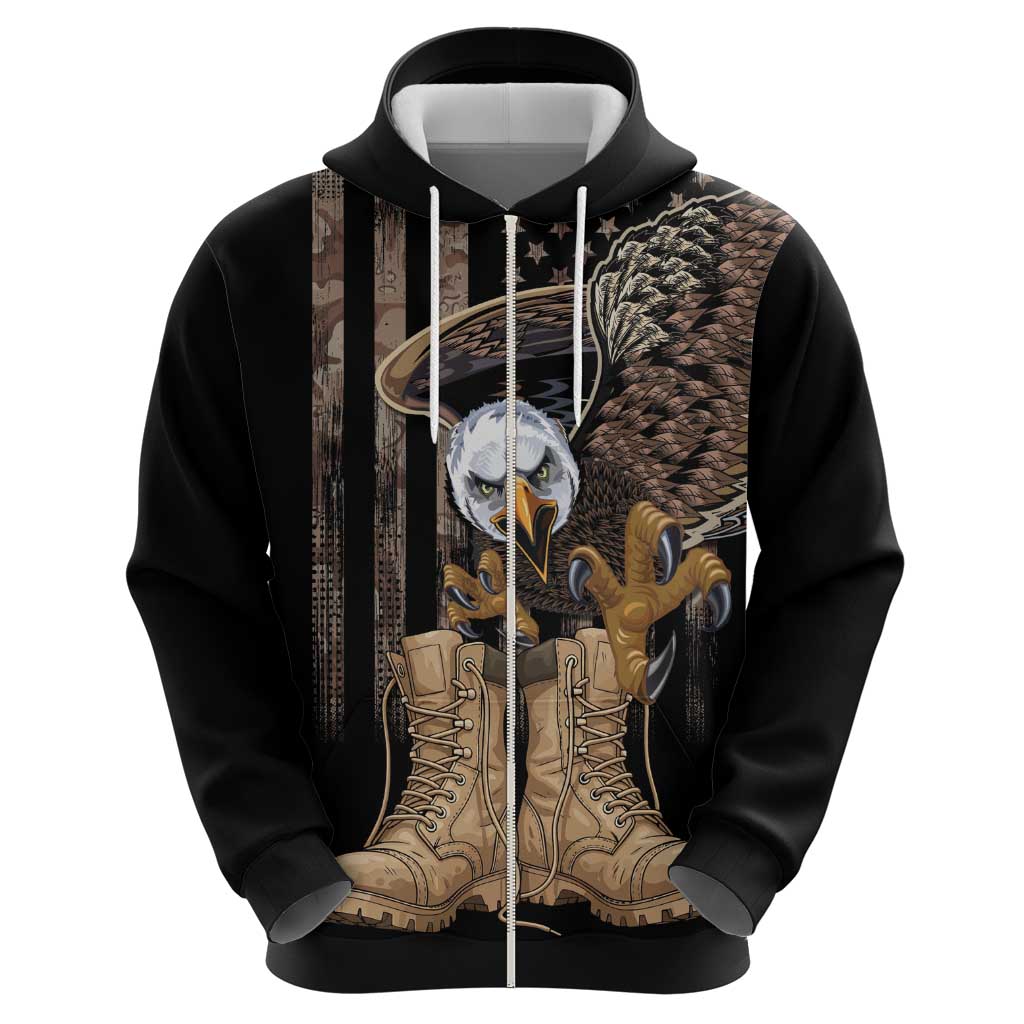 US Memorial Day Zip Hoodie Land Of The Free Patriotic American Flag Vintage
