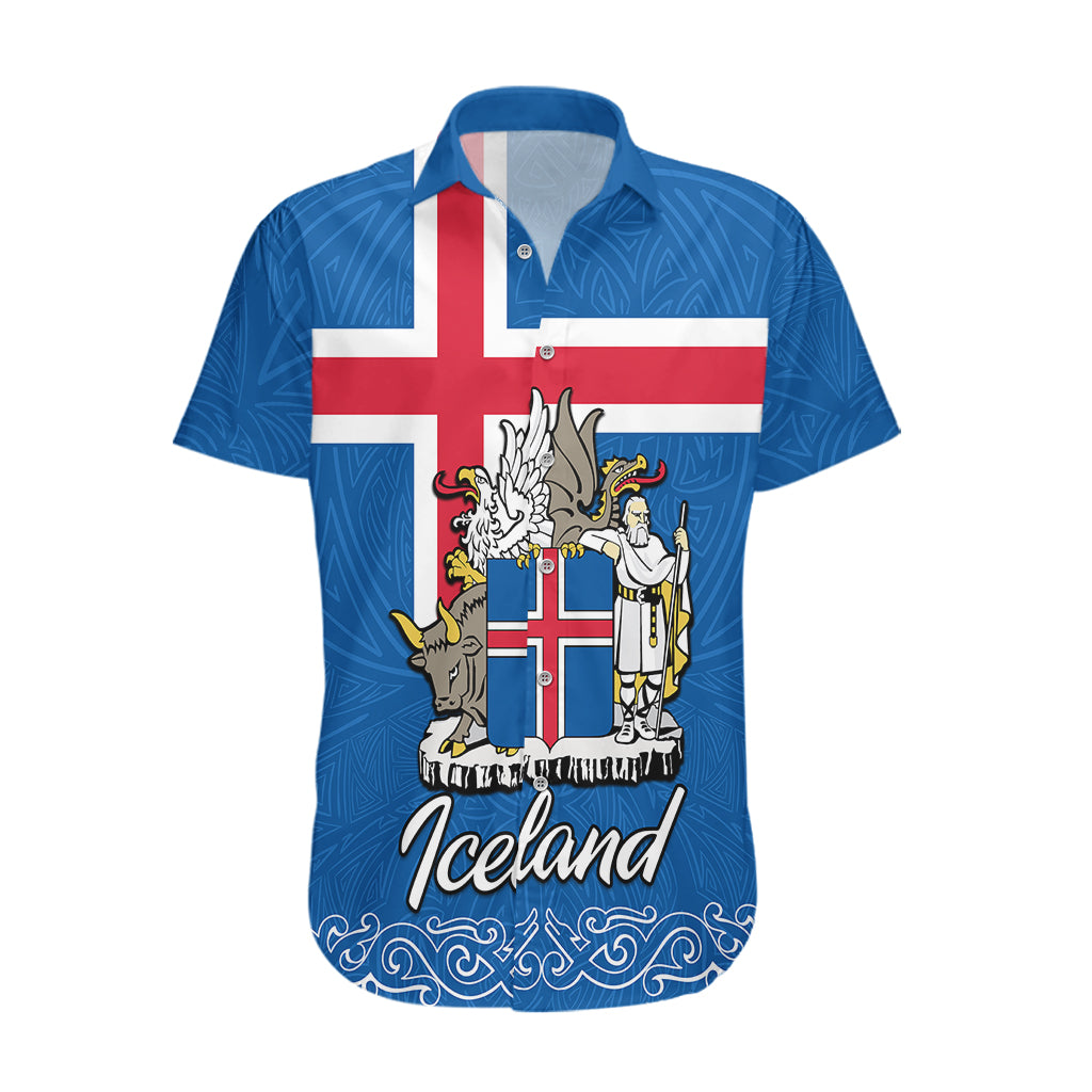 Iceland Hawaiian Shirt Icelandic Coat Of Arms and Flag - Wonder Print Shop