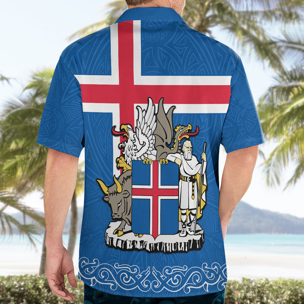 Iceland Hawaiian Shirt Icelandic Coat Of Arms and Flag - Wonder Print Shop
