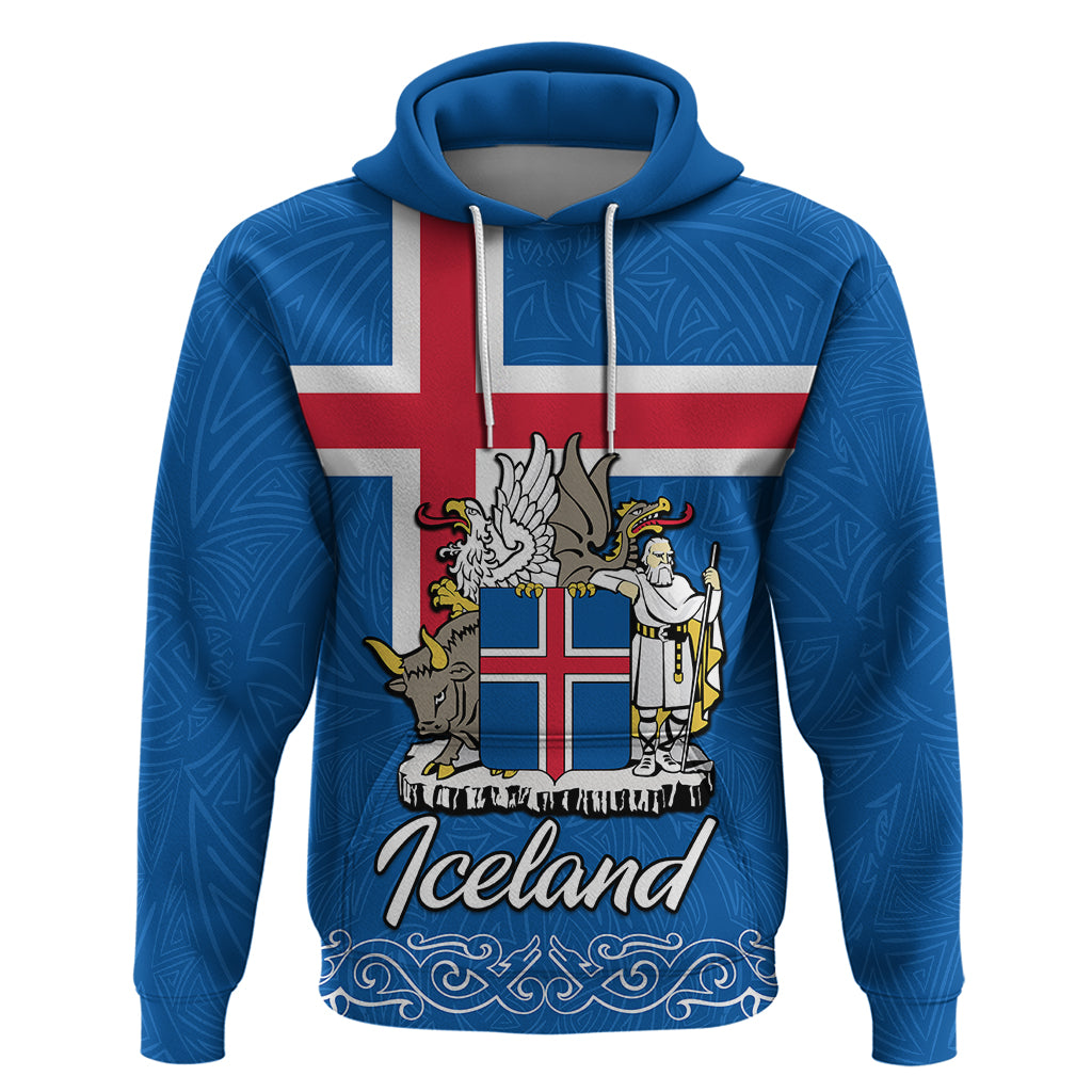 Iceland Hoodie Icelandic Coat Of Arms and Flag - Wonder Print Shop