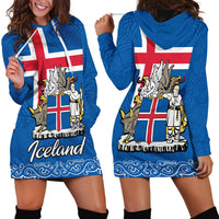 Iceland Hoodie Dress Icelandic Coat Of Arms and Flag - Wonder Print Shop