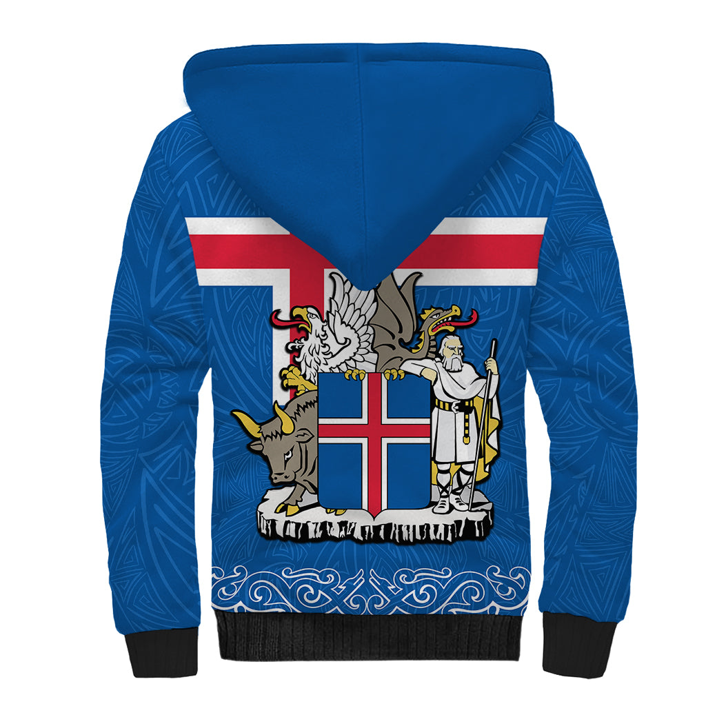 Iceland Sherpa Hoodie Icelandic Coat Of Arms and Flag - Wonder Print Shop