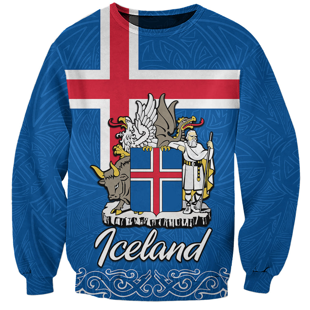 Iceland Sweatshirt Icelandic Coat Of Arms and Flag - Wonder Print Shop