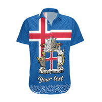 Personalised Iceland Hawaiian Shirt Icelandic Coat Of Arms and Flag - Wonder Print Shop