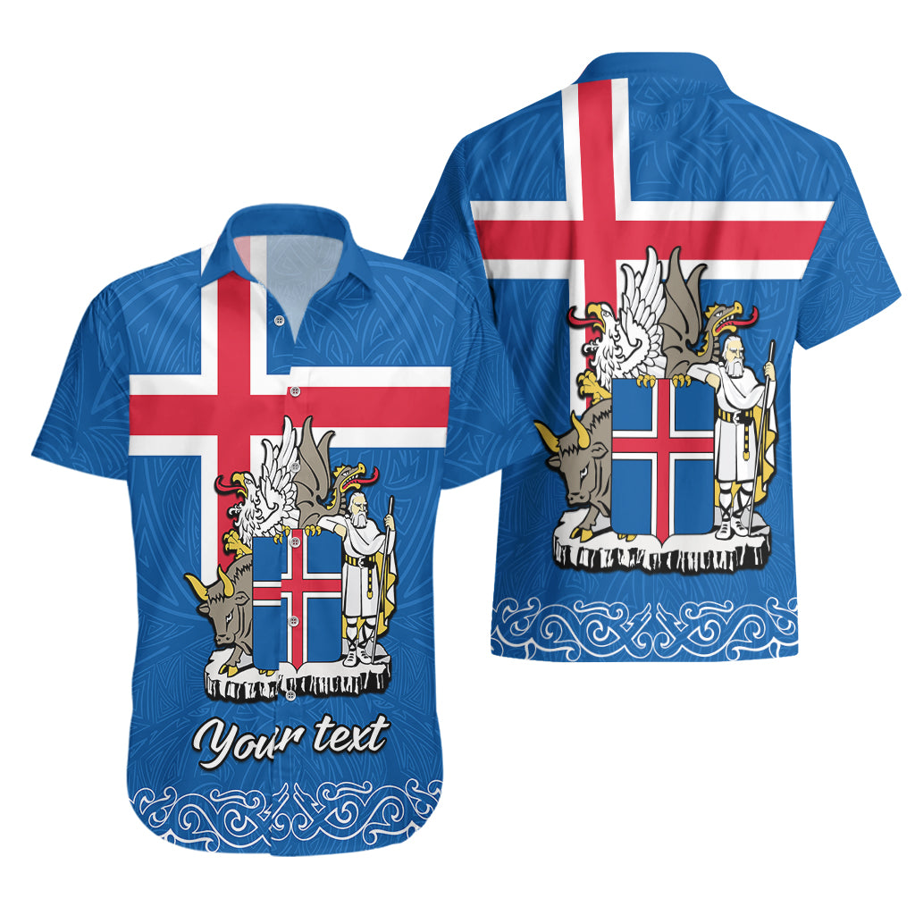 Personalised Iceland Hawaiian Shirt Icelandic Coat Of Arms and Flag - Wonder Print Shop