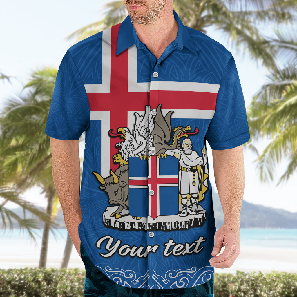 Personalised Iceland Hawaiian Shirt Icelandic Coat Of Arms and Flag - Wonder Print Shop