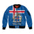 Personalised Iceland Sleeve Zip Bomber Jacket Icelandic Coat Of Arms and Flag - Wonder Print Shop