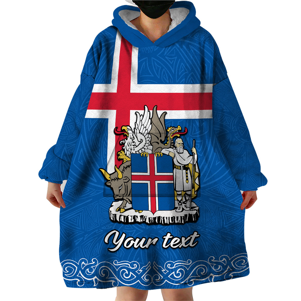 Personalised Iceland Wearable Blanket Hoodie Icelandic Coat Of Arms and Flag - Wonder Print Shop