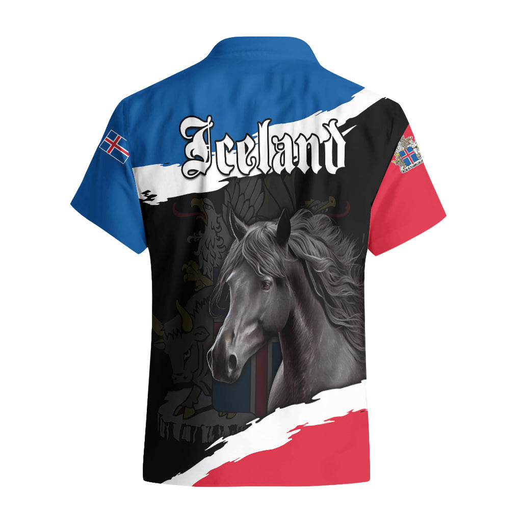 Icelandic Horse Hawaiian Shirt Icelandic Coat of Arm - Black - Wonder Print Shop