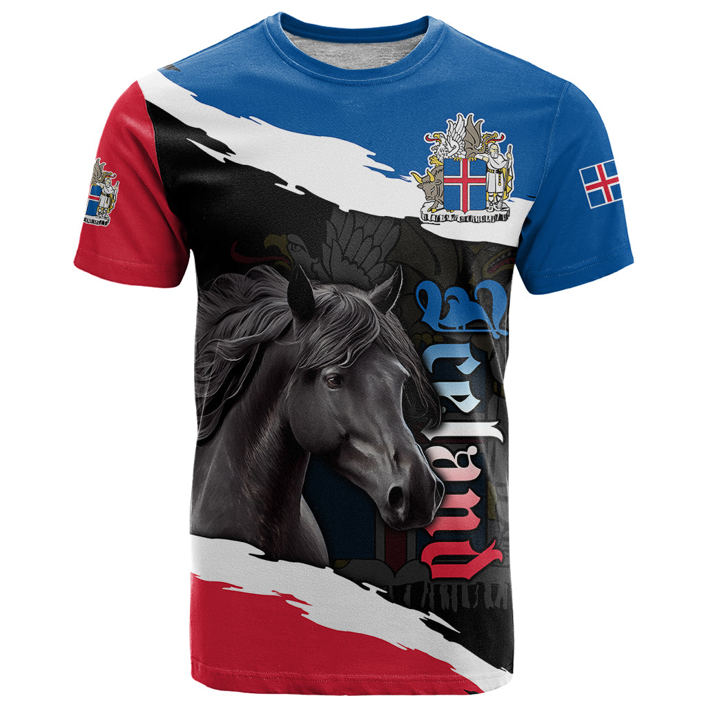 Icelandic Horse T Shirt Icelandic Coat of Arm - Black - Wonder Print Shop