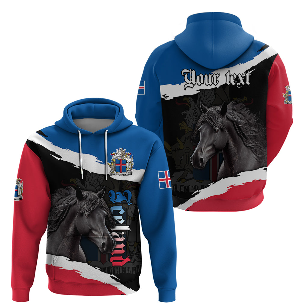 Personalised Icelandic Horse Hoodie Icelandic Coat of Arm - Black - Wonder Print Shop