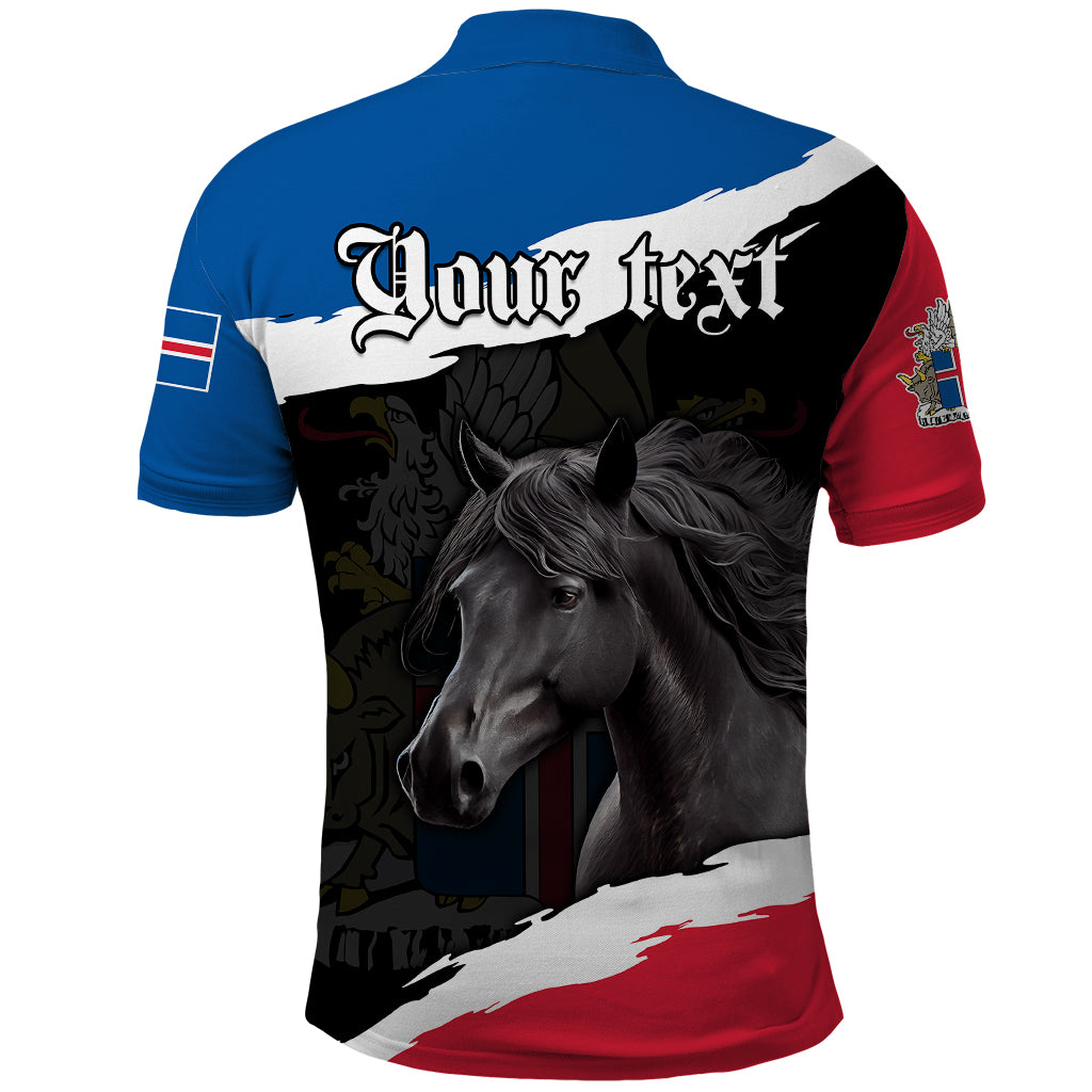 Custom Icelandic Horse Polo Shirt Icelandic Coat of Arm Black - Wonder Print Shop