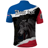 Custom Icelandic Horse Polo Shirt Icelandic Coat of Arm Black - Wonder Print Shop