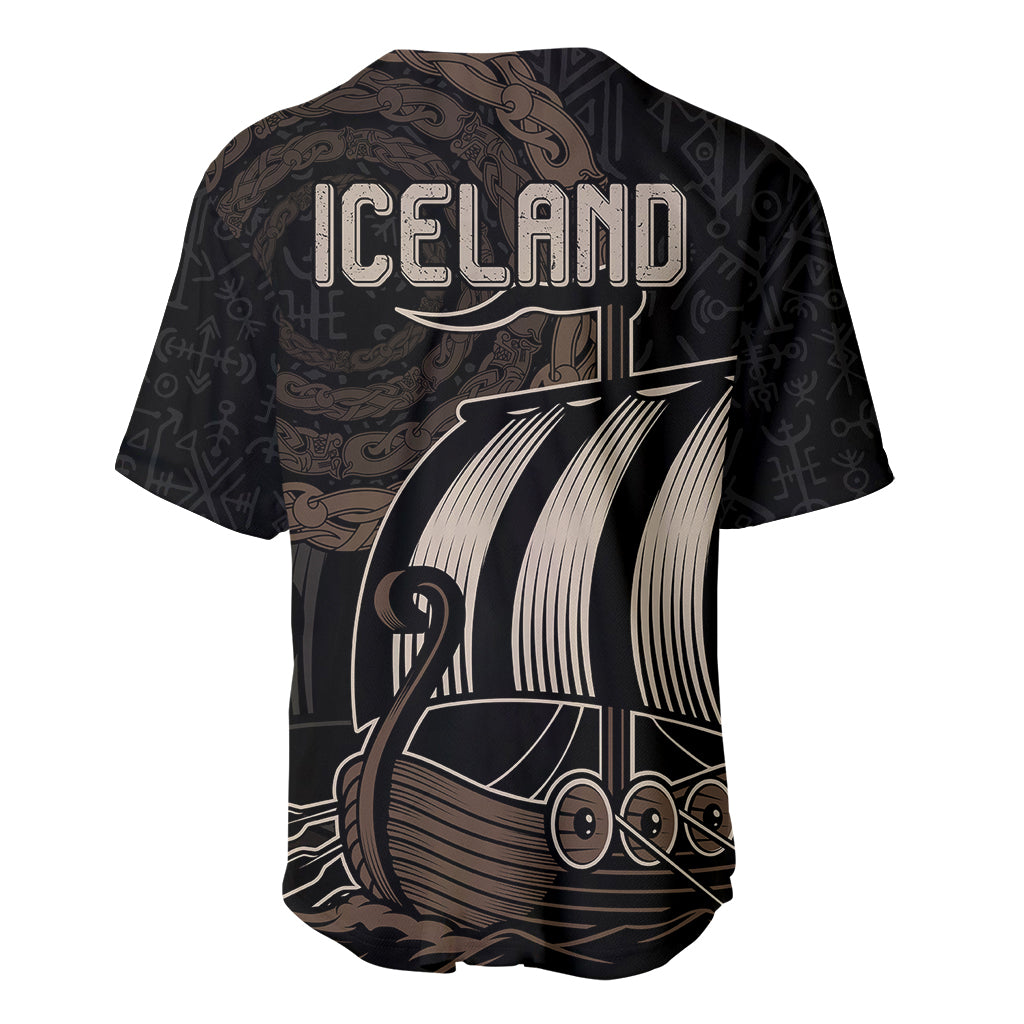 Viking Iceland Coat Of Arms Baseball Jersey Viking Norman Ship Crossing The Sea LT9 - Wonder Print Shop