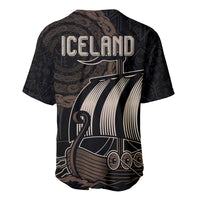 Viking Iceland Coat Of Arms Baseball Jersey Viking Norman Ship Crossing The Sea LT9 - Wonder Print Shop