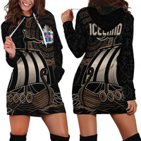 Viking Iceland Coat Of Arms Hoodie Dress Viking Norman Ship Crossing The Sea - Wonder Print Shop
