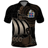 Viking Iceland Polo Shirt Coat Of Arms Viking Norman Ship Crossing The Sea - Wonder Print Shop
