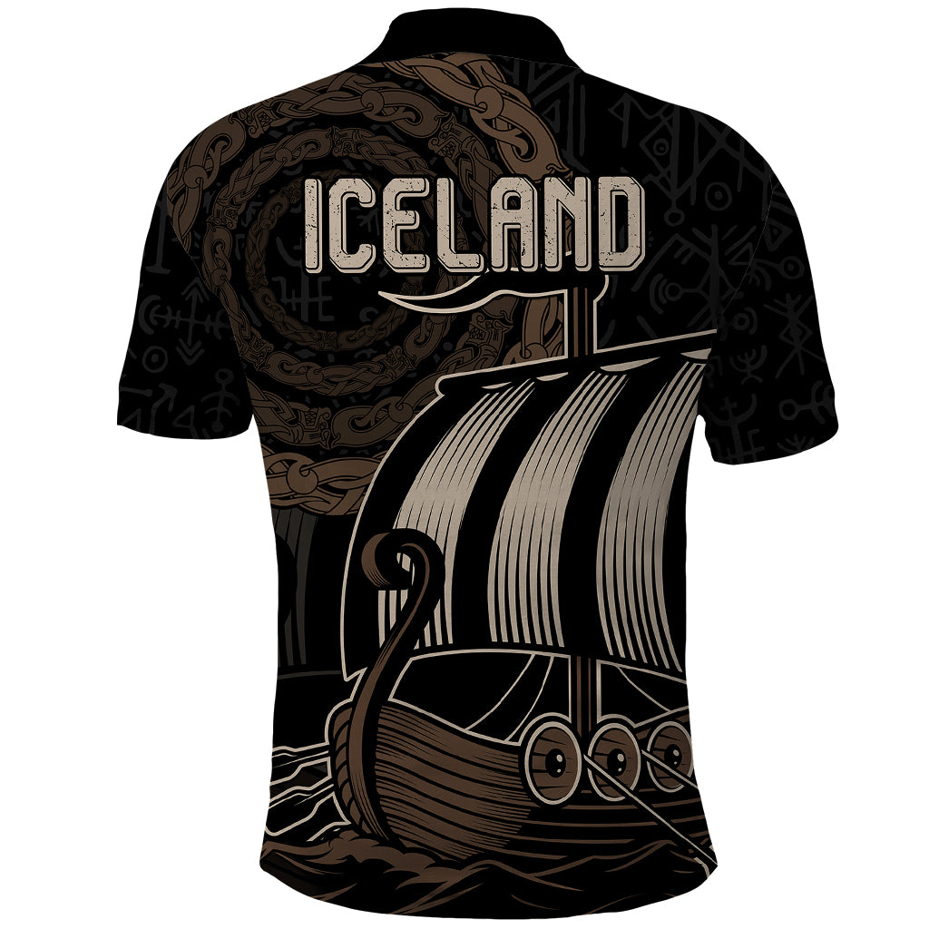 Viking Iceland Polo Shirt Coat Of Arms Viking Norman Ship Crossing The Sea - Wonder Print Shop