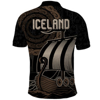 Viking Iceland Polo Shirt Coat Of Arms Viking Norman Ship Crossing The Sea - Wonder Print Shop