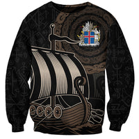 Viking Iceland Coat Of Arms Sweatshirt Viking Norman Ship Crossing The Sea - Wonder Print Shop