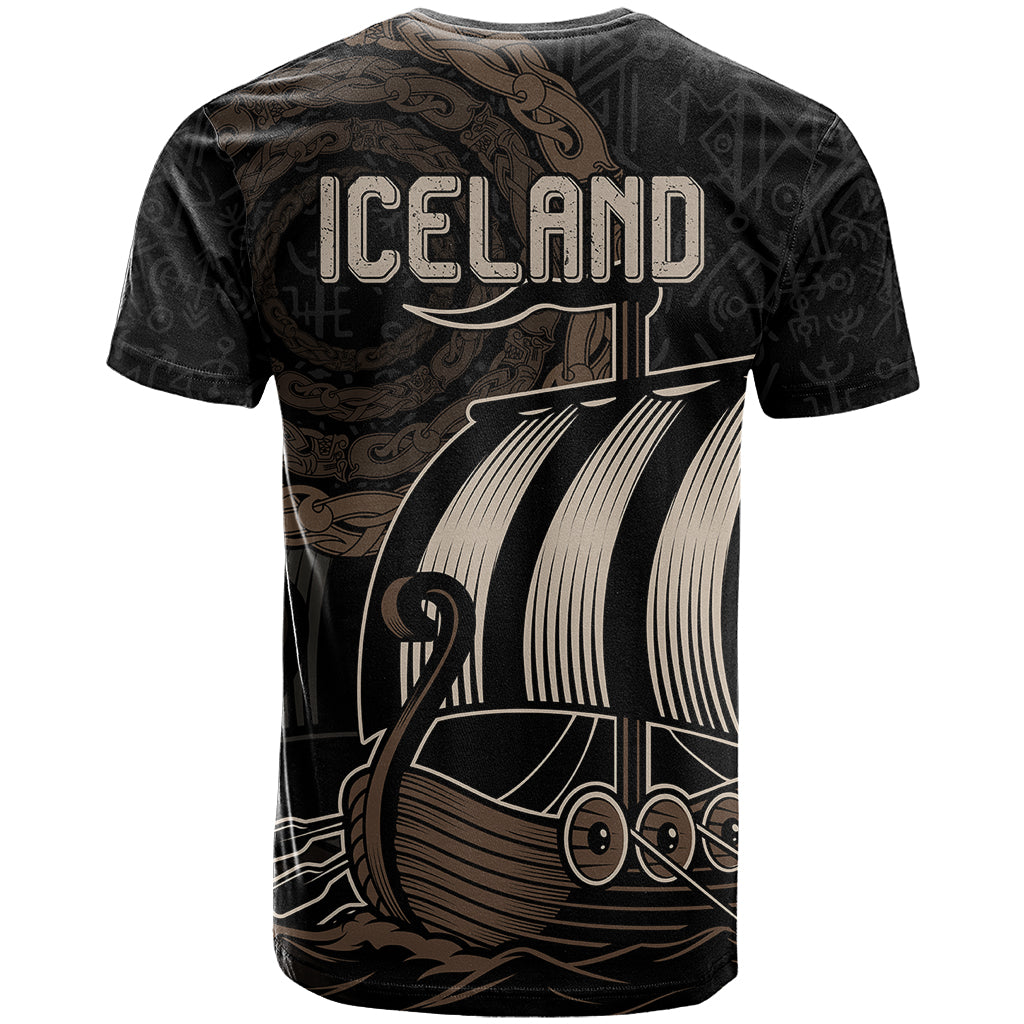 Viking Iceland Coat Of Arms T Shirt Viking Norman Ship Crossing The Sea - Wonder Print Shop