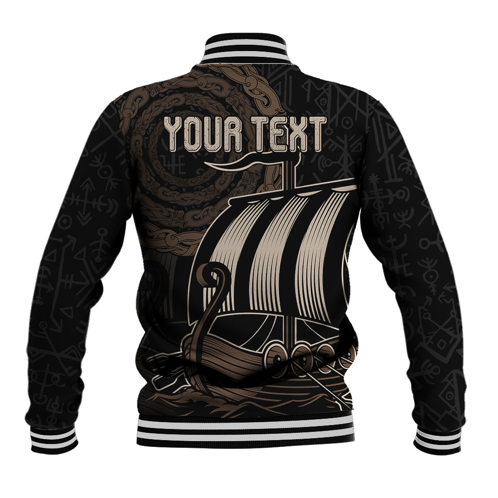 Personalised Viking Iceland Baseball Jacket Norman Ship with Coat Of Arms Crossing The Sea LT9 - Wonder Print Shop