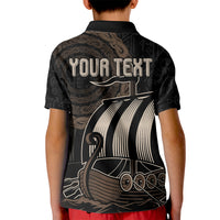 Custom Viking Iceland Polo Shirt for Kid Norman Ship with Coat Of Arms Crossing The Sea - Wonder Print Shop