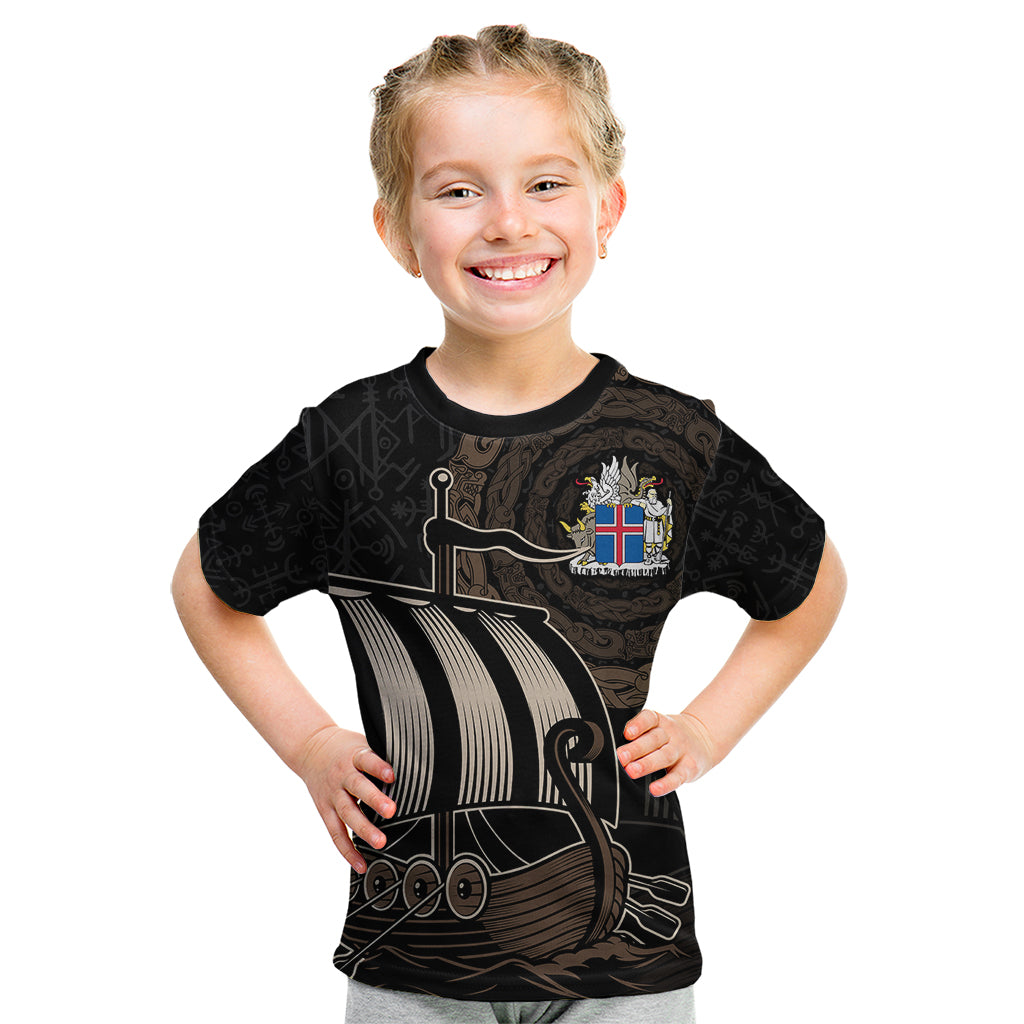 Personalised Viking Iceland Kid T Shirt Norman Ship with Coat Of Arms Crossing The Sea - Wonder Print Shop